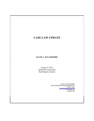 "Case Law Update" by David A. Weatherbie - Dallas Bar Association