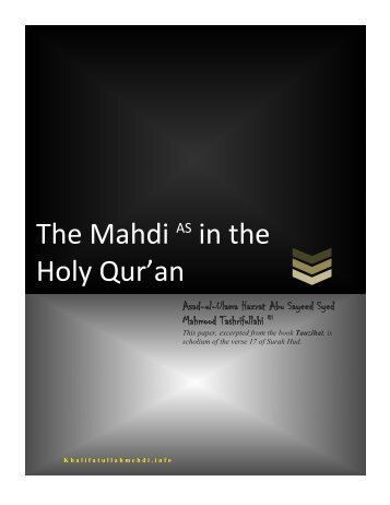 The Mahdi AS in the Holy Qur'an - Khalifatullah Mehdi