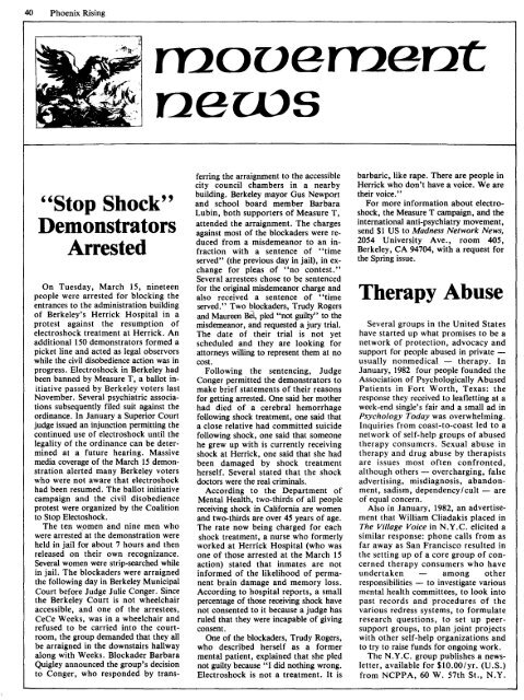 Vol. 4 No.1 - Psychiatric Survivor Archives of Toronto