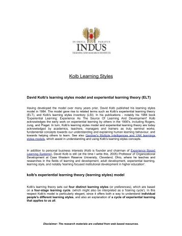Kolb Learning Styles - ITARI