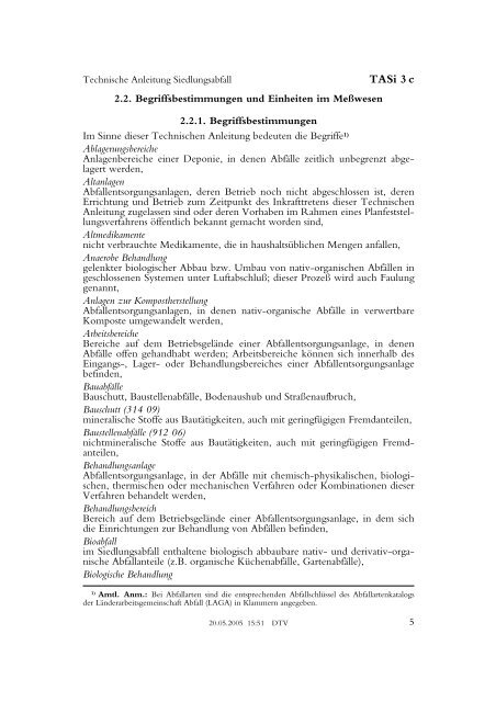 3 c. Dritte Allgemeine Verwaltungsvorschrift zum Abfallgesetz (TA ...