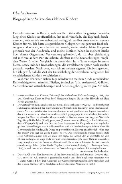 Charles Darwin Biographische Skizze Eines Kleinen Kindes