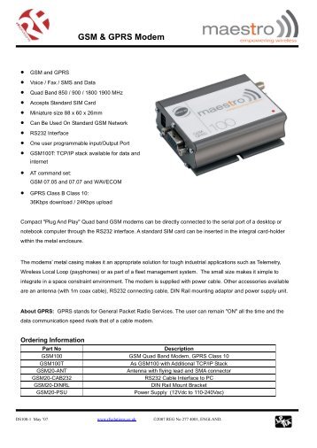 GSM & GPRS Modem - RF Solutions