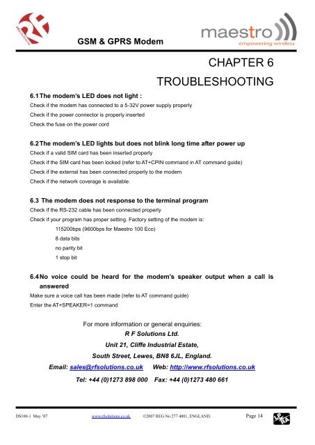 GSM & GPRS Modem - RF Solutions