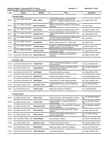 Katedra poÄÃ­taÄov a informatiky FEI TU KoÅ¡ice ... - Hornad - TUKE