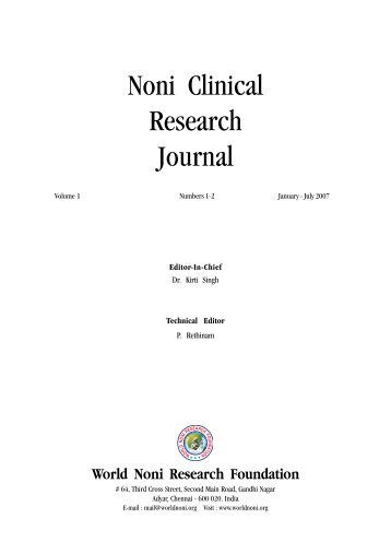 Noni Clinical Research Journal - Noni Family