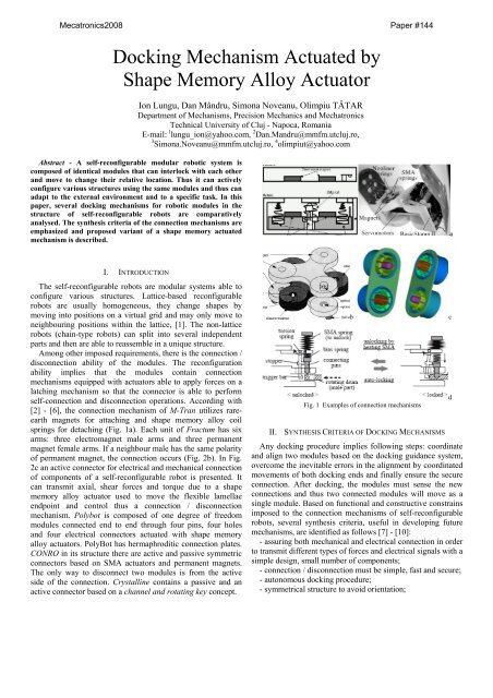 Docking Mechanism Actuated by Shape Memory Alloy Actuator