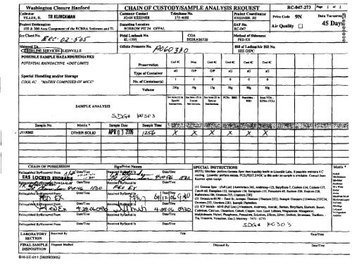 SAF-RC-047 100 & 300 Area Component of the ... - Hanford Site