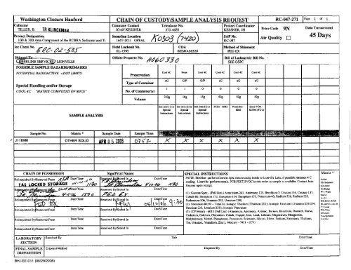 SAF-RC-047 100 & 300 Area Component of the ... - Hanford Site