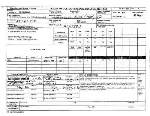 SAF-RC-047 100 & 300 Area Component of the ... - Hanford Site