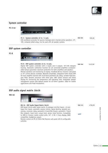 The Fohhn Audio System. - Stav Sound