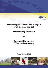 Beleidsregels Gemeente Hengelo met betrekking tot Handhaving ...