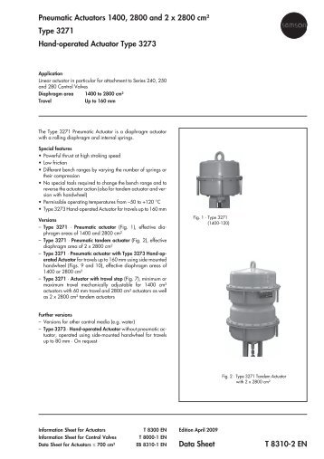 Pneumatic Actuators 1400, 2800 and 2 x 2800 cm² Type 3271 Hand ...