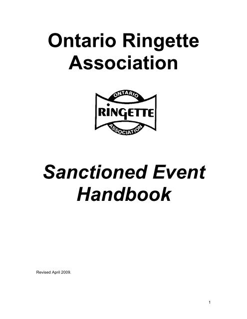 Sanctioned Event Handbook - Ontario Ringette Association