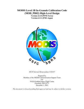 (MOD_PR02) High-Level Design - MODIS Characterization Support ...