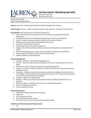 learning specialist job description