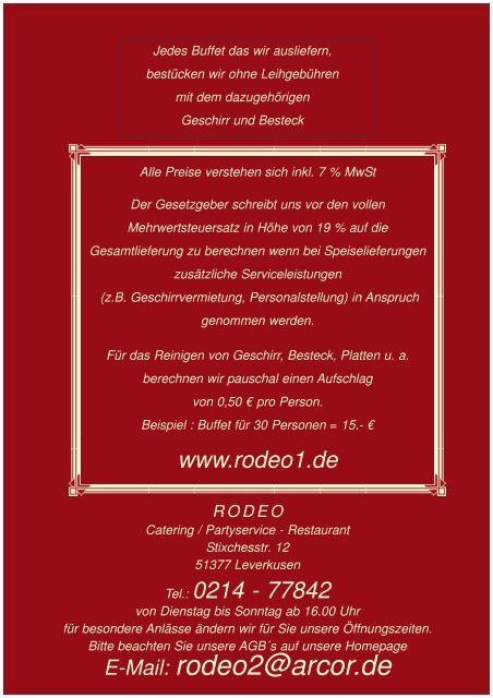 ab 20 Personen - Partyservice Rodeo