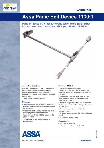 Assa Panic Exit Device 1130:1 - ASSA ABLOY