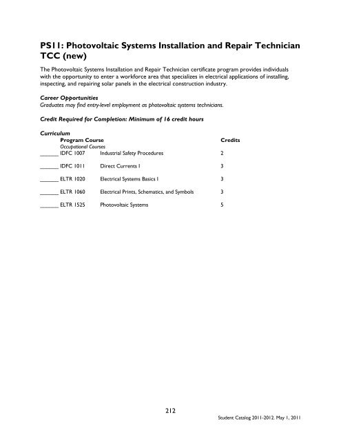 Student Catalog 2011-2012 - West Georgia Technical College