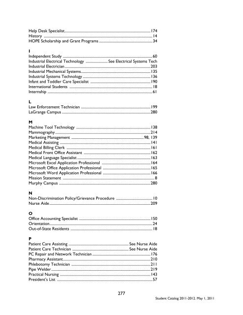 Student Catalog 2011-2012 - West Georgia Technical College