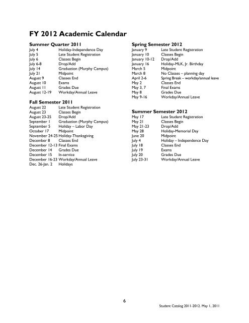 Student Catalog 2011-2012 - West Georgia Technical College