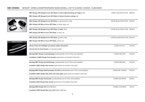 W219 Pricelist International.indd - MEC DESIGN