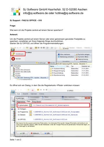 SJ Support - FAQ SJ OFFICE â 010 Frage - SJ Software GmbH