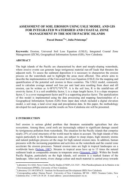 assessment of soil erosion using usle model and gis for integrated ...