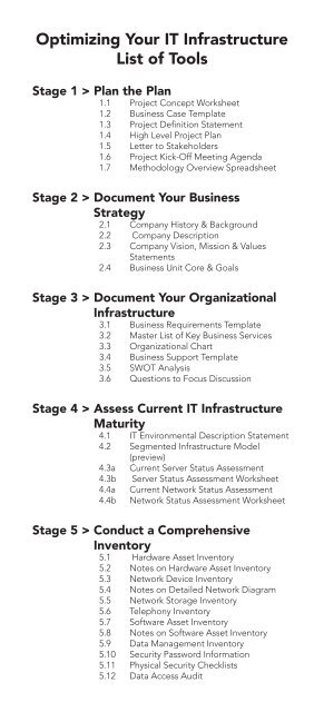 Optimizing Your IT Infrastructure List of Tools - Info-Tech Research