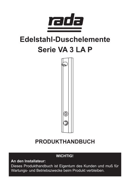 Edelstahl-Duschelemente Serie VA 3 LA P - rada-nl.com