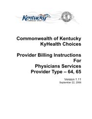 Provider Billing Instructions for Physician Services - the Kentucky ...