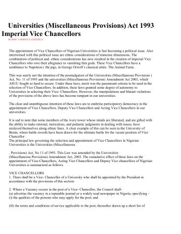 Universities (Miscellaneous Provisions) Act 1993 And Imperial Vice ...