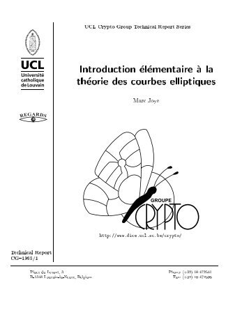 Introduction elementaire a la theorie des courbes elliptiques