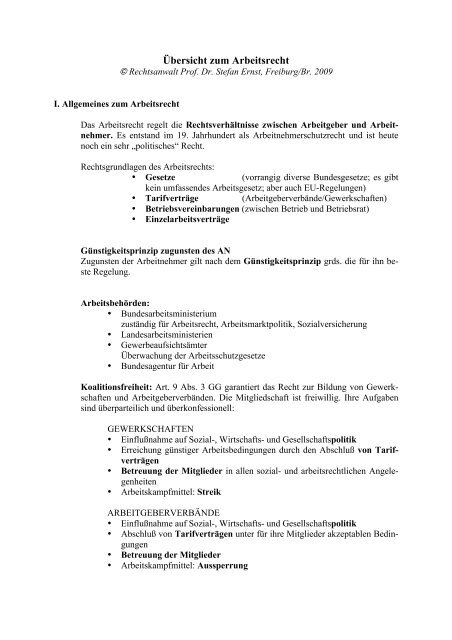 Skriptum Arbeitsrecht 2009