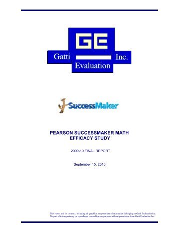 Pearson Successmaker Math Efficacy Study 2009-10 Final Report