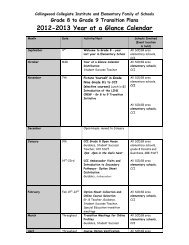 Gr.8 to 9 Transition Calendar - Collingwood Collegiate Institute