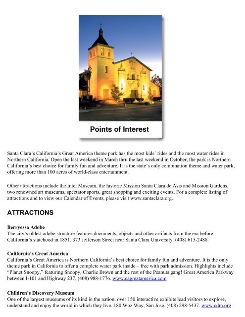 The Santa Clara Convention and Visitors Bureau - Village Profile