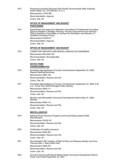 Pasco County Commission Agenda October 7, 2008 10:00 a.m. ...