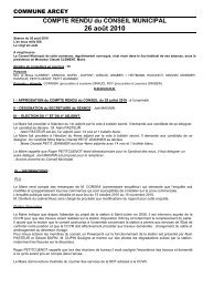 COMPTE RENDU du CONSEIL MUNICIPAL 26 août 2010 - Arcey