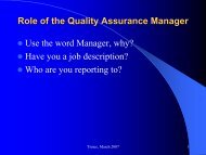 Role of the Quality Assurance Officer