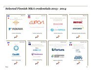 Selected Finnish M&A credentials 2011 - 2013 - PwC