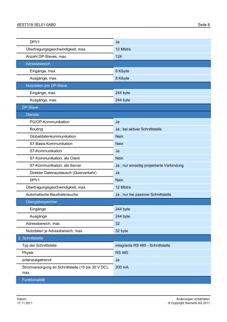 Product data sheet 6ES7318-3EL01-0AB0 - TP Automation eK