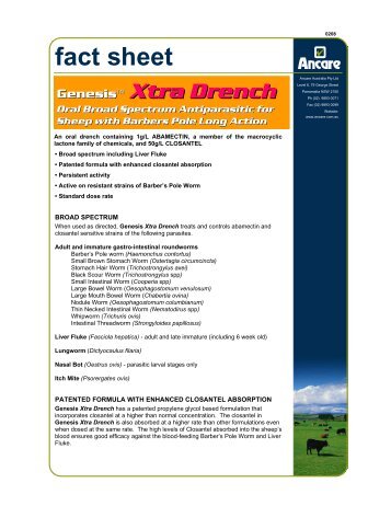 GENESIS XTRA DRENCH - Fact Sheet - Ancare