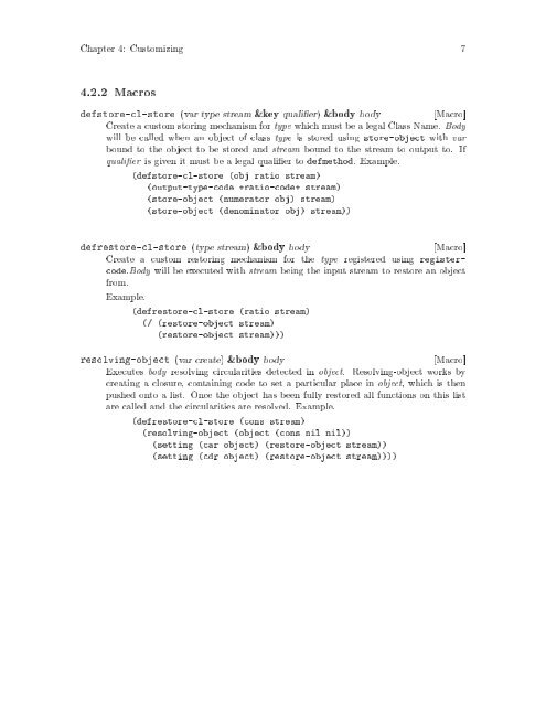 CL-STORE: CL Serialization Package - Common Lisp.net