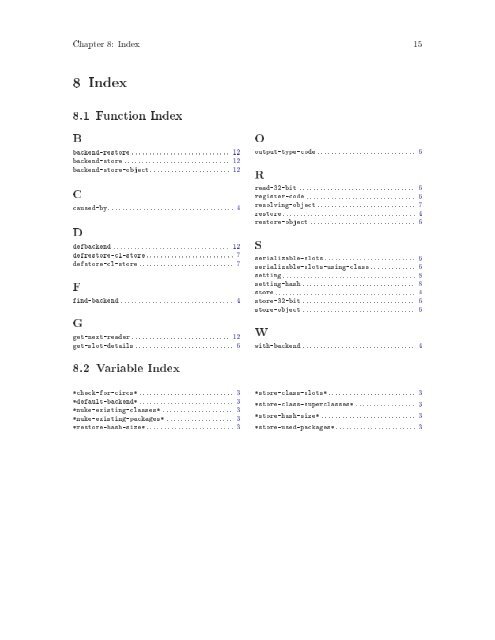 CL-STORE: CL Serialization Package - Common Lisp.net