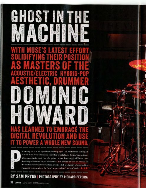 Drum! Magazine Cover Feature - Muse March 2013 Issue