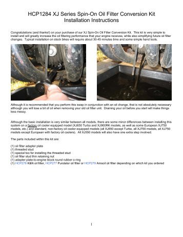 Installing the Oil Filter Spinon Kit - XJ4Ever