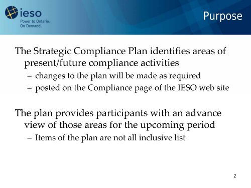 Strategic Compliance Plan - IESO