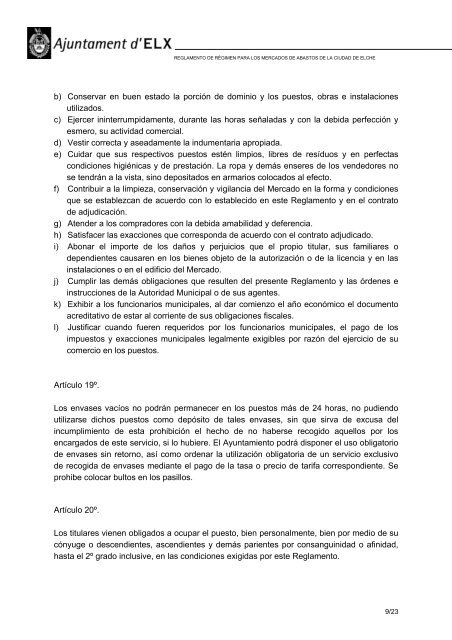 reglamento de rÃ©gimen para los mercados de abastos de la ciudad