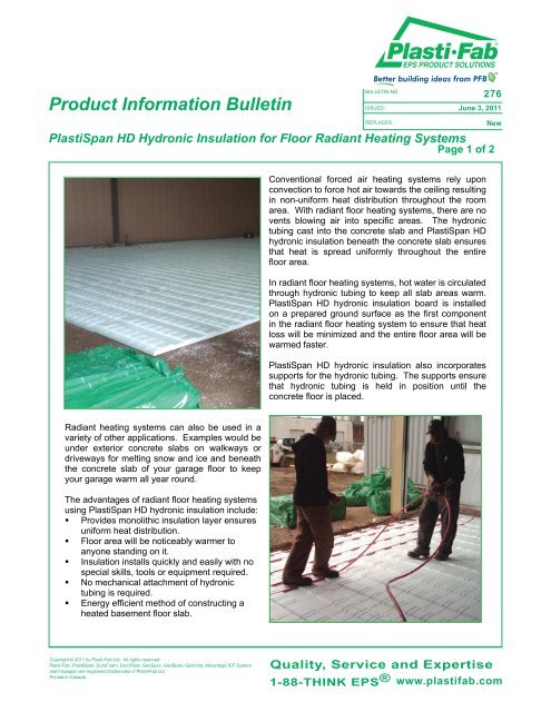 Plastispan Hd Hydronic Insulation For Radiant Floor Plasti Fab